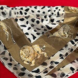 Animal Print cheetah and lion Silk Scarf